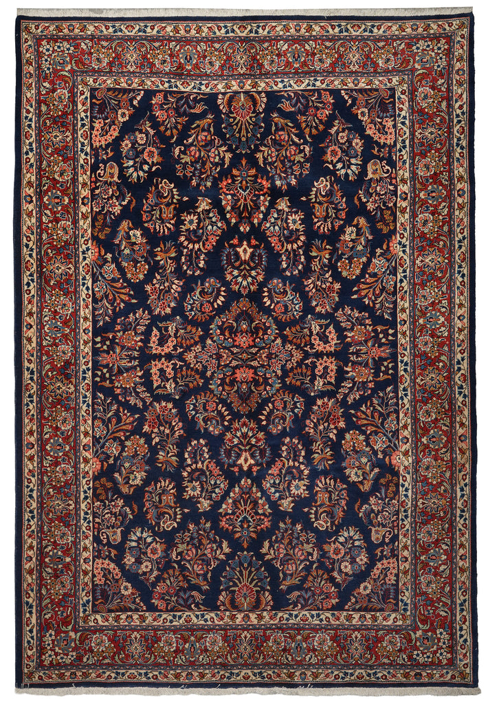 7.4 x 10.3 Navy Blue Fine Persian Sarouk Rug