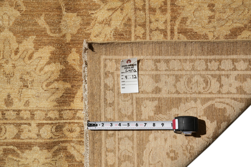 9 x 12  Neutral Brown Handmade Quality Chobi Peshawar Zigler Rug #F-4172