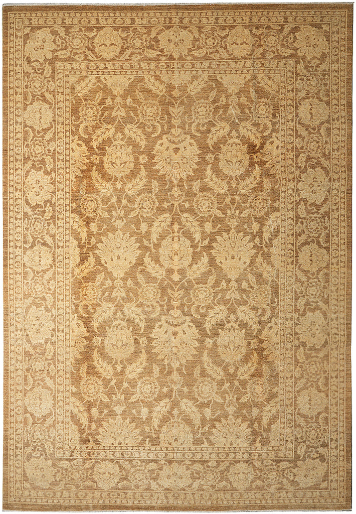 9 x 12  Neutral Brown Handmade Quality Chobi Peshawar Zigler Rug #F-4172