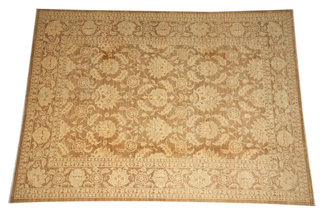 9 x 12  Neutral Brown Handmade Quality Chobi Peshawar Zigler Rug #F-4172