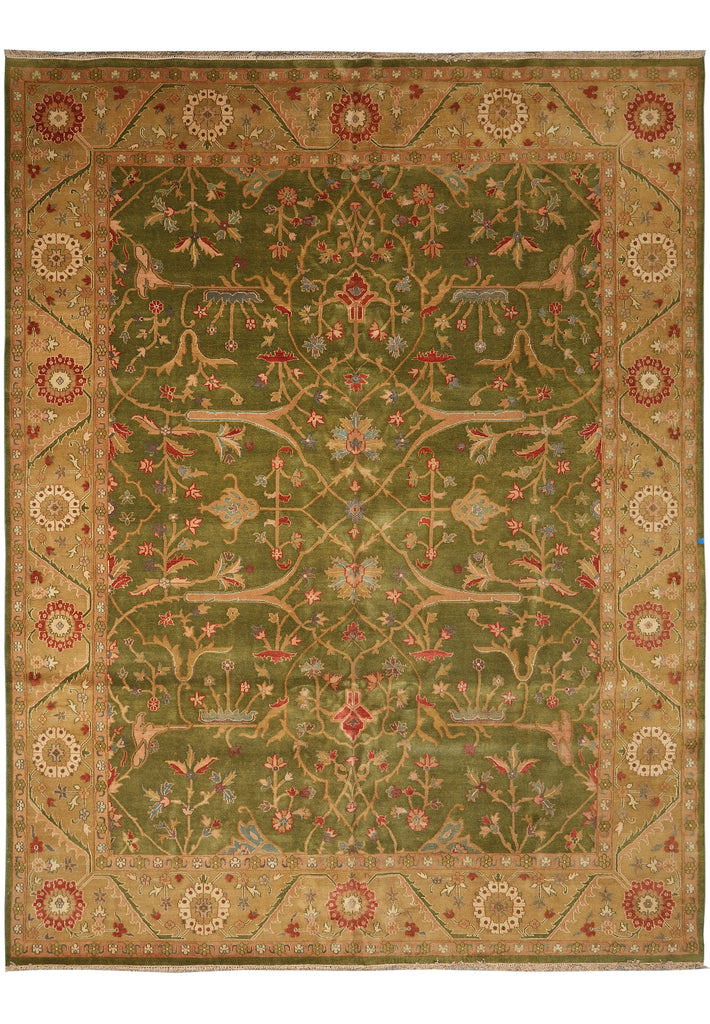 12 x 15 Green Quality Handmade Wool Rug #PIX-2343