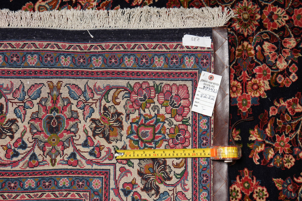 8 x 8 Square Quality Persian Sarouk Rug Royal Blue - view 16