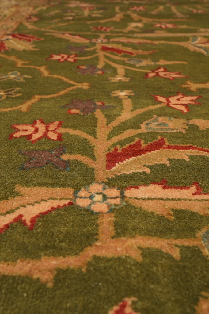 12 x 15 Green Quality Handmade Wool Rug #PIX-2343