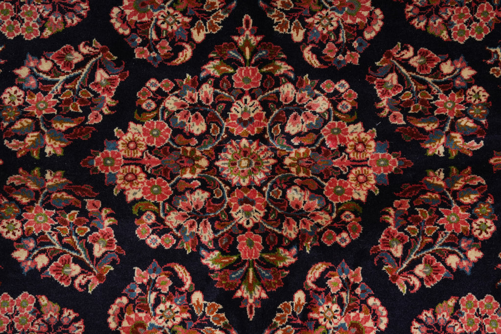 8 x 8 Square Quality Persian Sarouk Rug Royal Blue - view 8