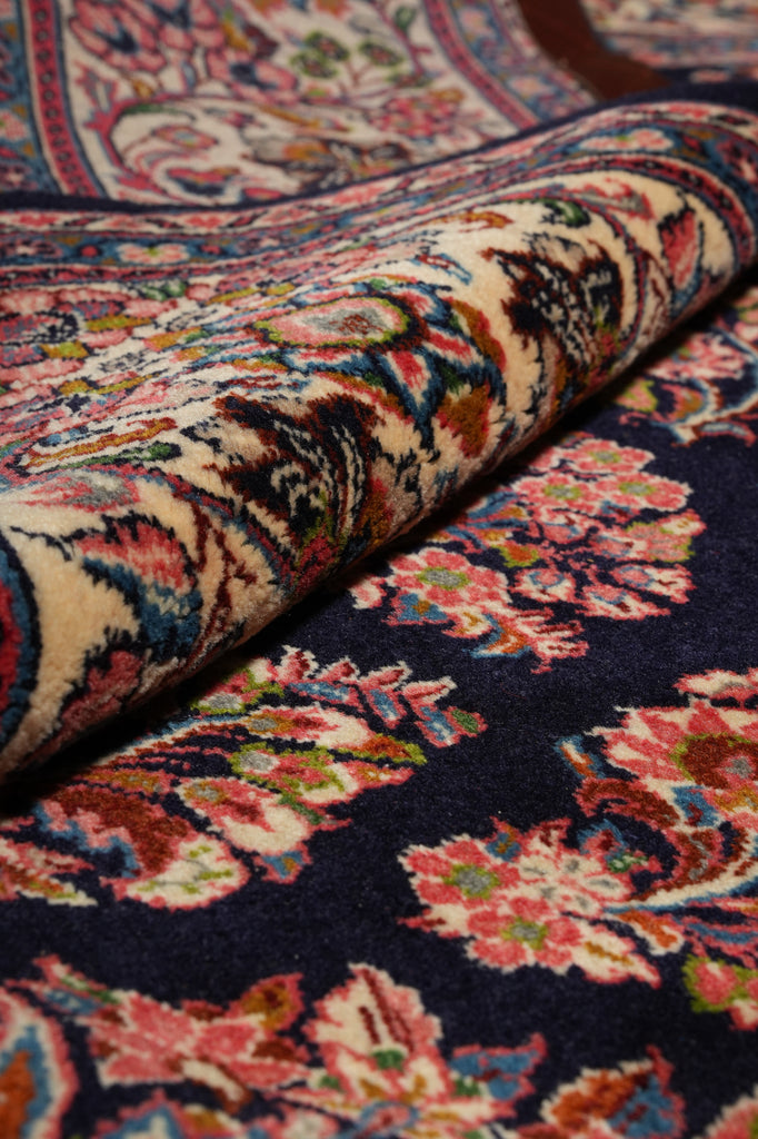 8 x 8 Square Quality Persian Sarouk Rug Royal Blue - view 13