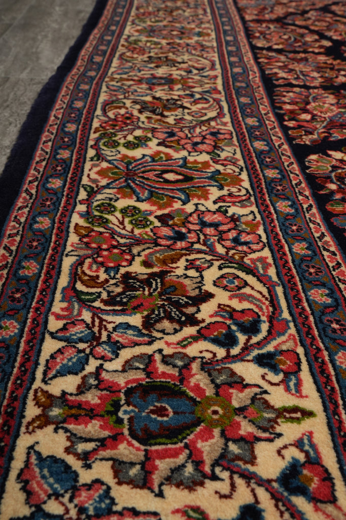 8 x 8 Square Quality Persian Sarouk Rug Royal Blue - view 11