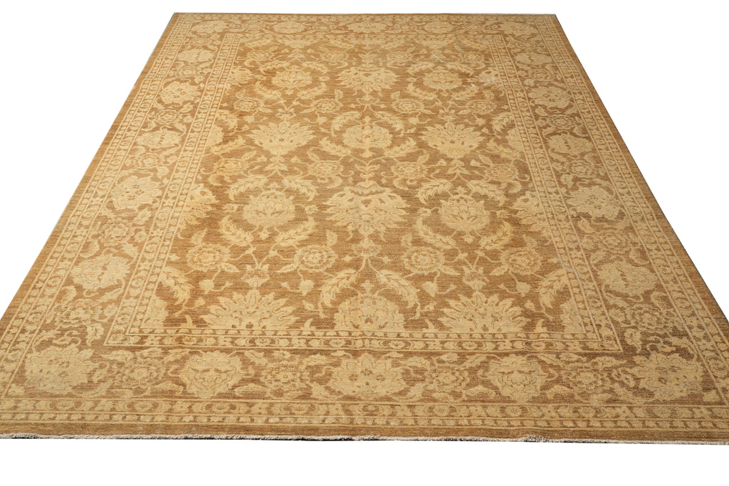 9 x 12  Neutral Brown Handmade Quality Chobi Peshawar Zigler Rug #F-4172