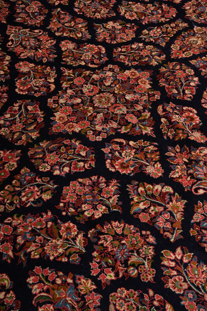 8 x 8 Square Quality Persian Sarouk Rug Royal Blue - view 9