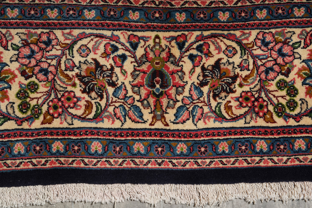 8 x 8 Square Quality Persian Sarouk Rug Royal Blue - view 15