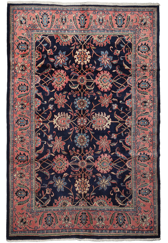 7 x 10.6 Midnight Blue Persian Tabriz Rug