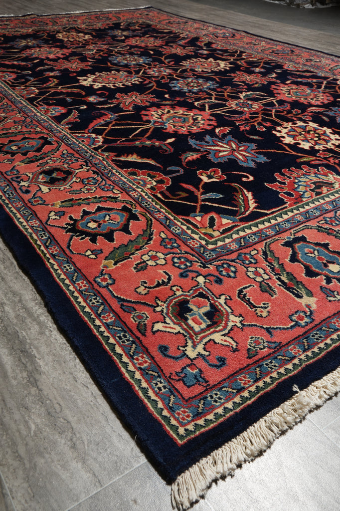 7 x 10.6 Midnight Blue Persian Tabriz Rug - view 6