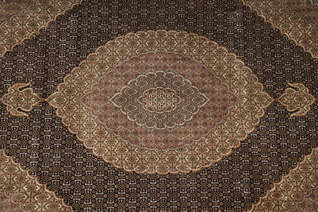 Close-up of a patterned rug with intricate designs
