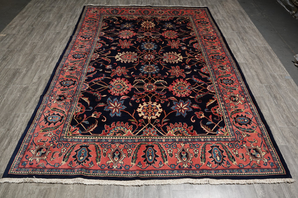 7 x 10.6 Midnight Blue Persian Tabriz Rug - view 3