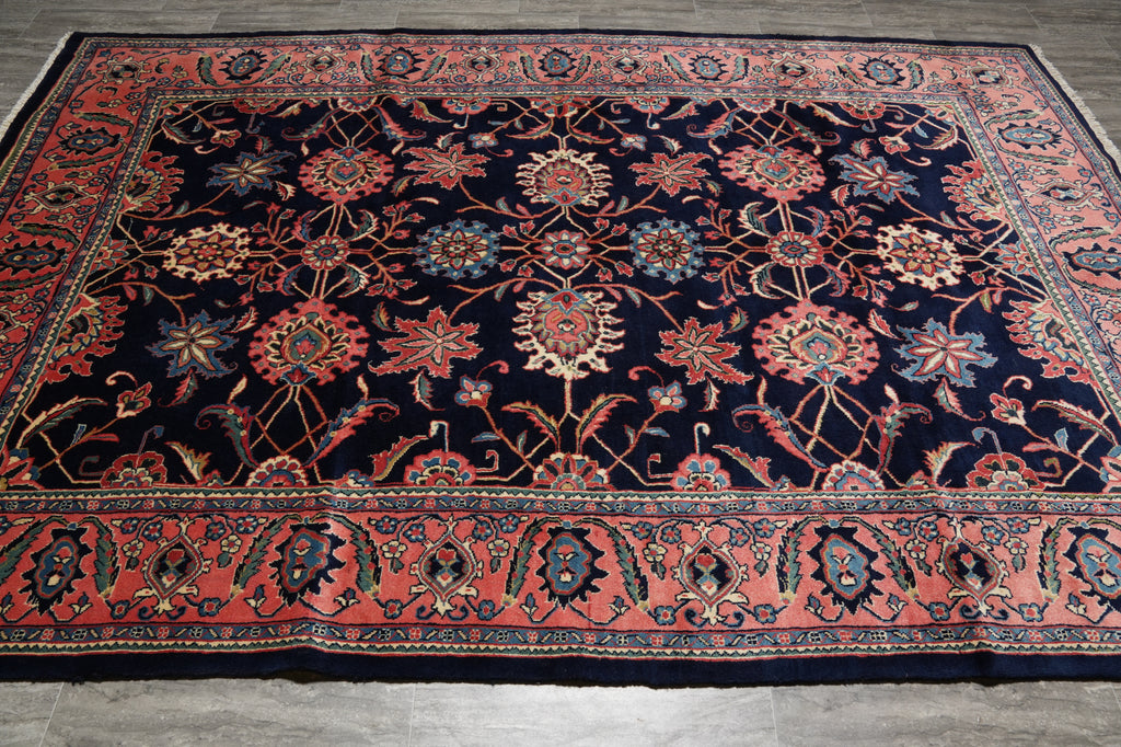 7 x 10.6 Midnight Blue Persian Tabriz Rug - view 4