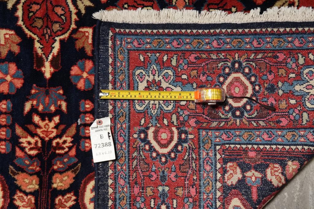 6.8 x 7 Navy Blue Persian Sarouk Quality Rug - view 12