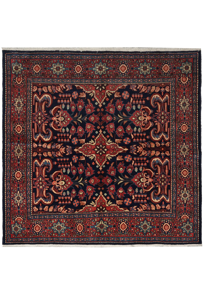 6.8 x 7 Navy Blue Persian Sarouk Quality Rug