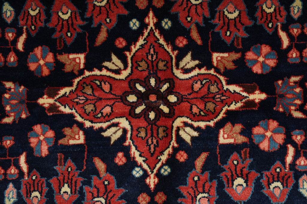 6.8 x 7 Navy Blue Persian Sarouk Quality Rug - view 6