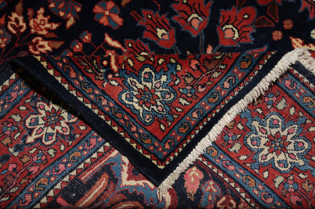 6.8 x 7 Navy Blue Persian Sarouk Quality Rug - view 9