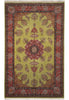 Load image into Gallery viewer, 11.2 x 17.6 Fine Persian Tabriz Rug  Wool and Silk on Silk 500 KPSI Green #F-4492