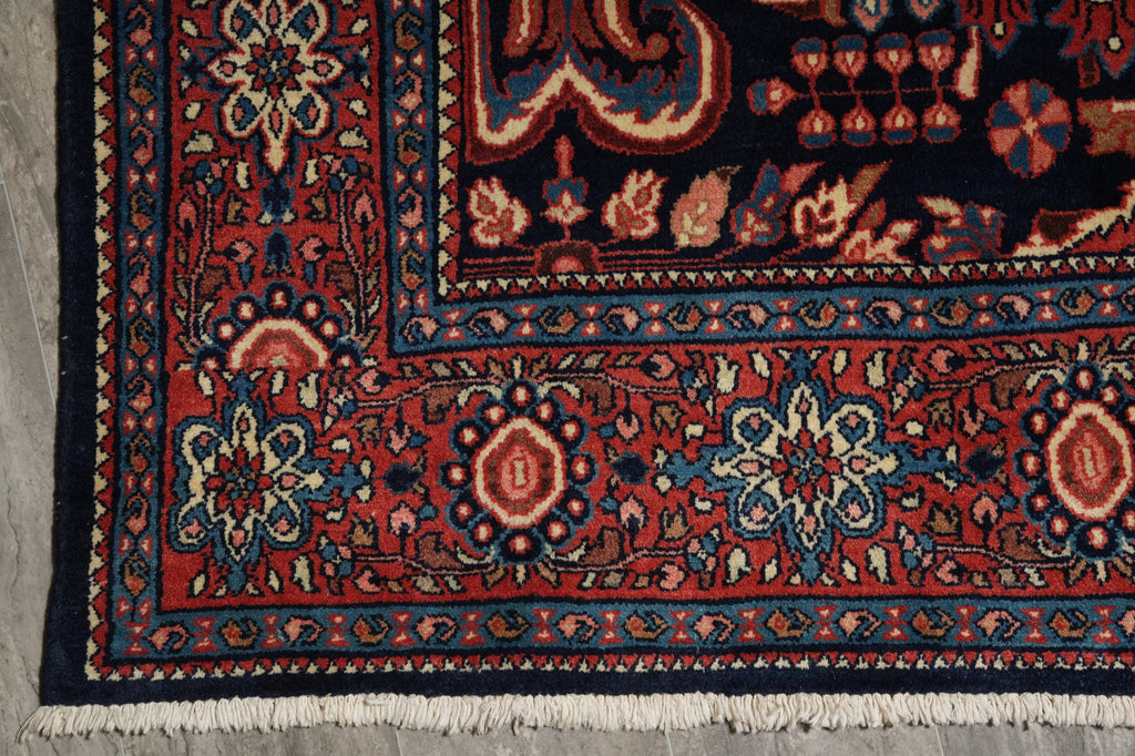 6.8 x 7 Navy Blue Persian Sarouk Quality Rug - view 11