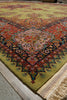 Load image into Gallery viewer, 11.2 x 17.6 Fine Persian Tabriz Rug  Wool and Silk on Silk 500 KPSI Green #F-4492