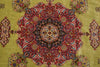 Load image into Gallery viewer, 11.2 x 17.6 Fine Persian Tabriz Rug  Wool and Silk on Silk 500 KPSI Green #F-4492