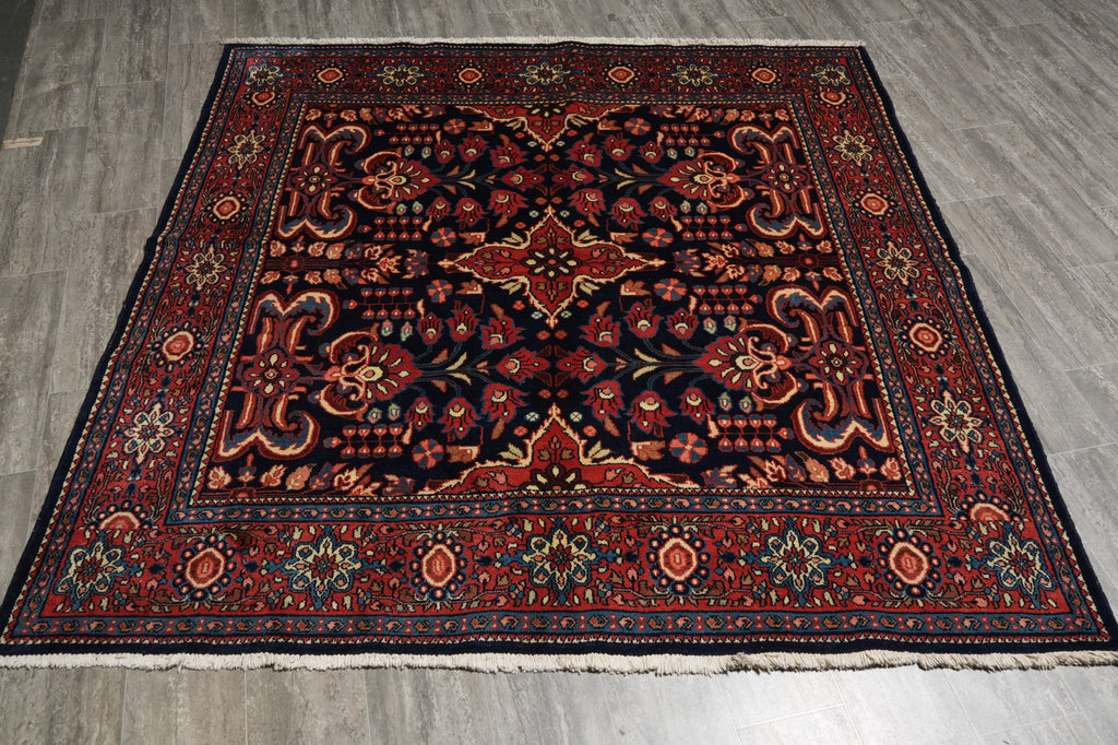 6.8 x 7 Navy Blue Persian Sarouk Quality Rug - view 3