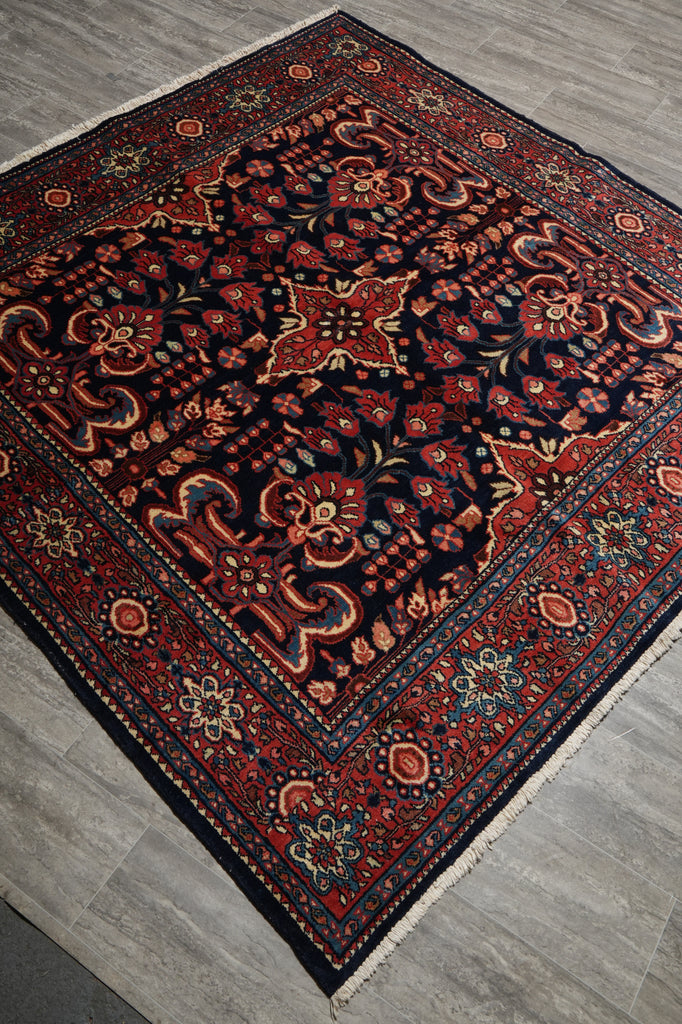 6.8 x 7 Navy Blue Persian Sarouk Quality Rug - view 4