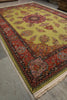Load image into Gallery viewer, 11.2 x 17.6 Fine Persian Tabriz Rug  Wool and Silk on Silk 500 KPSI Green #F-4492