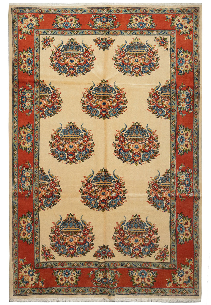 7 x 10 Unusual Persian Botteh Sarouk Rug