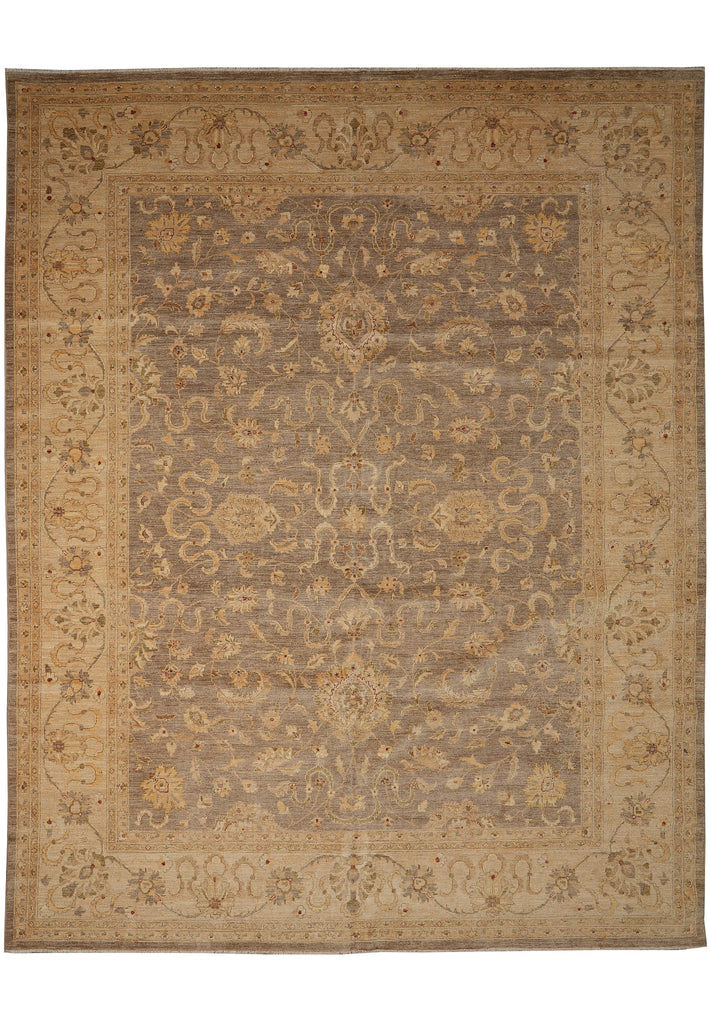 11.8 x 14.6 Natural Wool Handmade Chobi Zigler Rug Neutral Soft Light Brown #PIX-15421