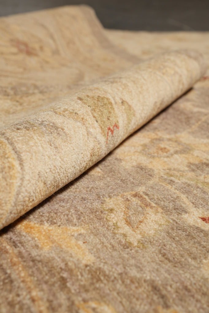 11.8 x 14.6 Natural Wool Handmade Chobi Zigler Rug Neutral Soft Light Brown #PIX-15421