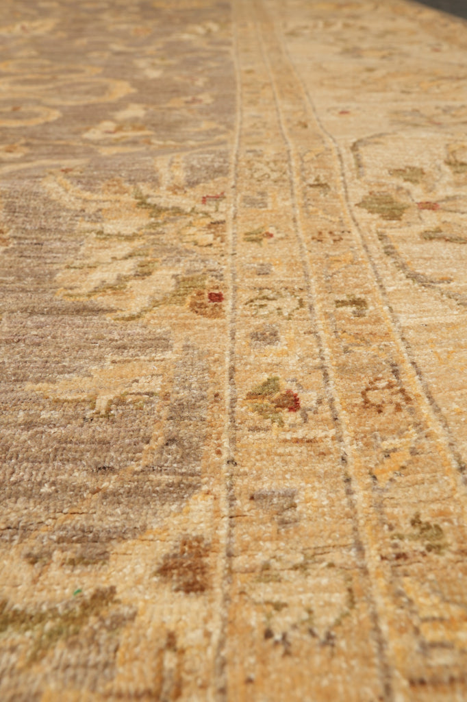 11.8 x 14.6 Natural Wool Handmade Chobi Zigler Rug Neutral Soft Light Brown #PIX-15421