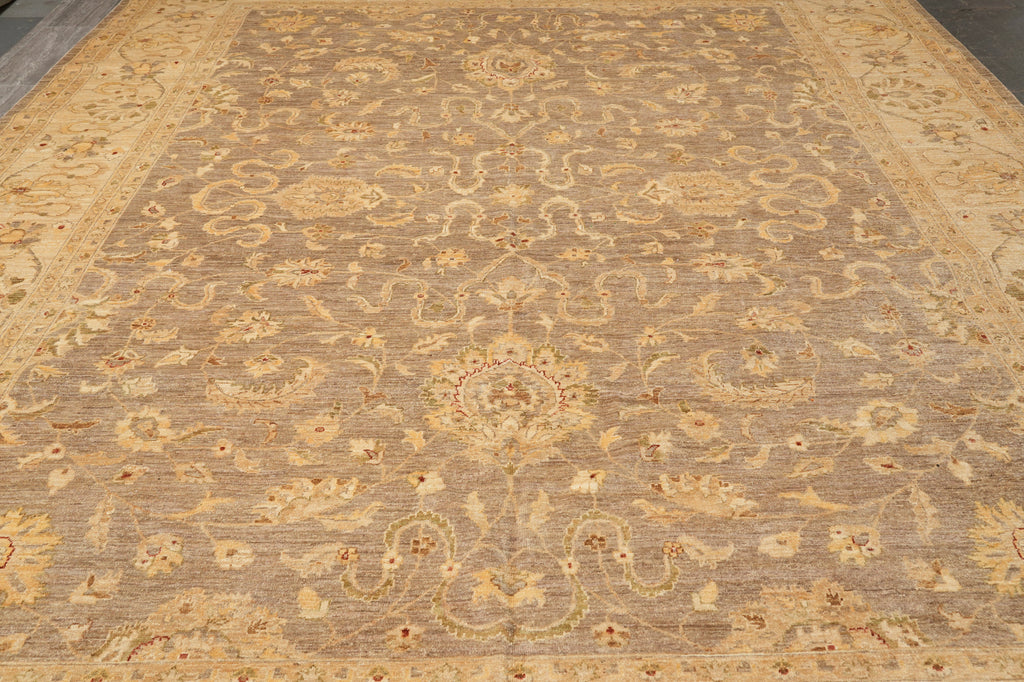 11.8 x 14.6 Natural Wool Handmade Chobi Zigler Rug Neutral Soft Light Brown #PIX-15421