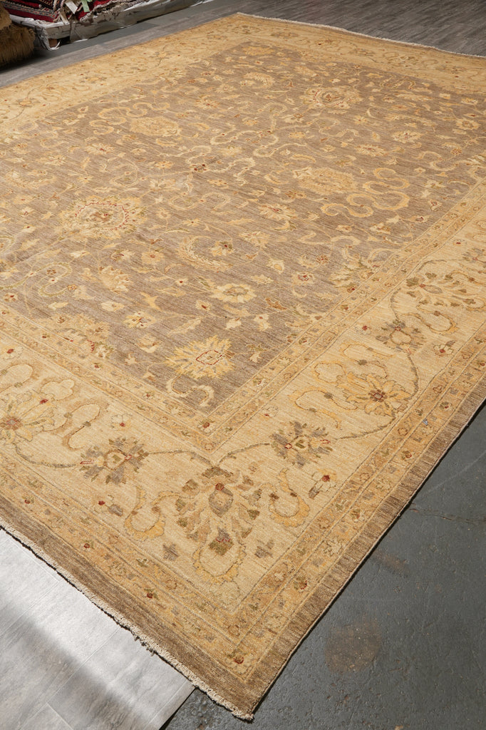 11.8 x 14.6 Natural Wool Handmade Chobi Zigler Rug Neutral Soft Light Brown #PIX-15421