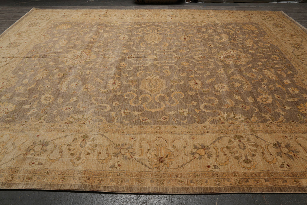 11.8 x 14.6 Natural Wool Handmade Chobi Zigler Rug Neutral Soft Light Brown #PIX-15421