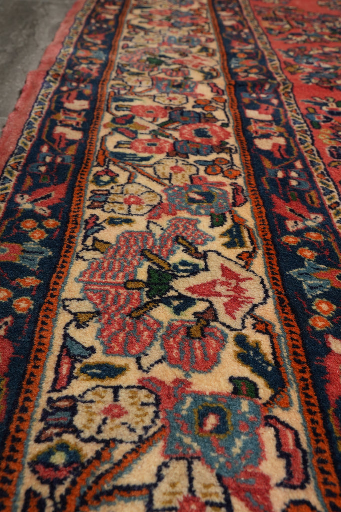 7 x 7.6 Dark Salmon Fine Persian Sarouk square Rug - view 9
