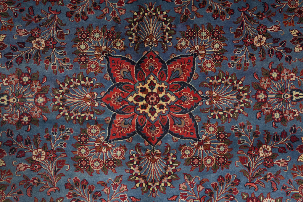 7 x 7 Blue Fine Persian Sarouk Square Rug - view 6