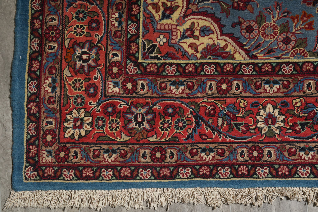 7 x 7 Blue Fine Persian Sarouk Square Rug - view 12