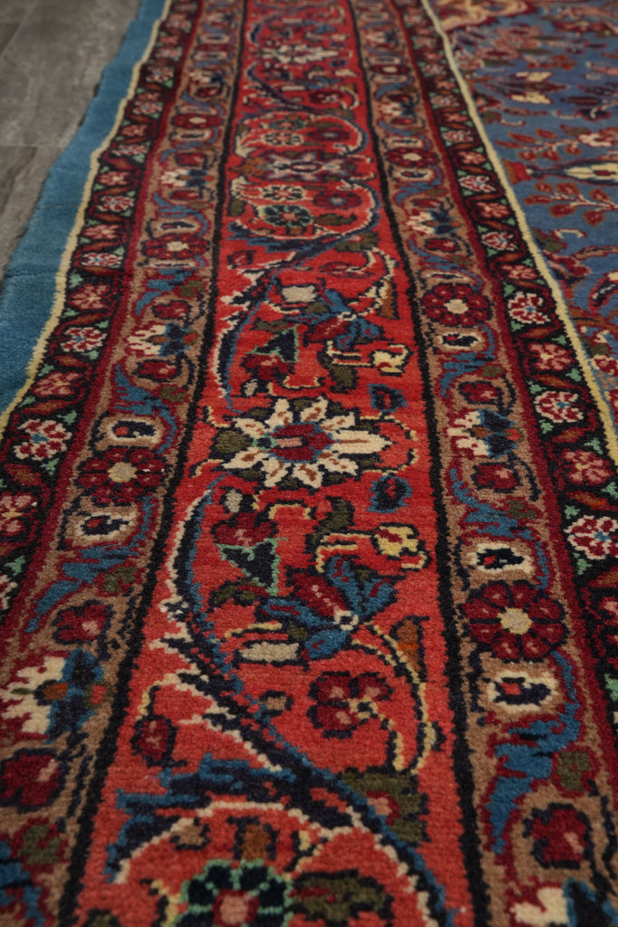 7 x 7 Blue Fine Persian Sarouk Square Rug - view 9