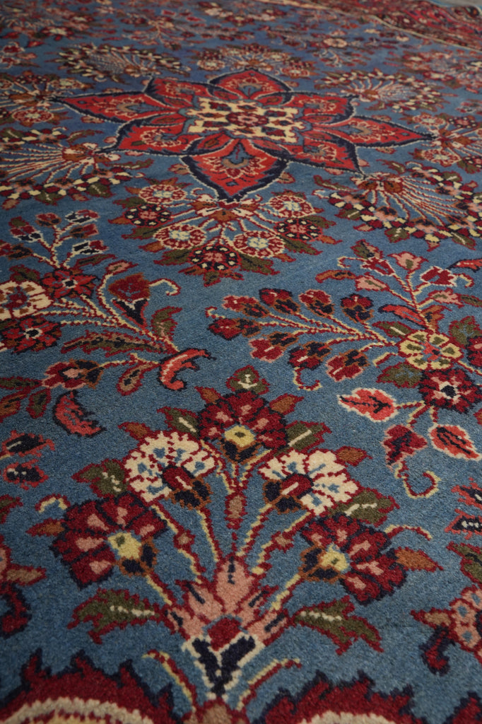7 x 7 Blue Fine Persian Sarouk Square Rug - view 8