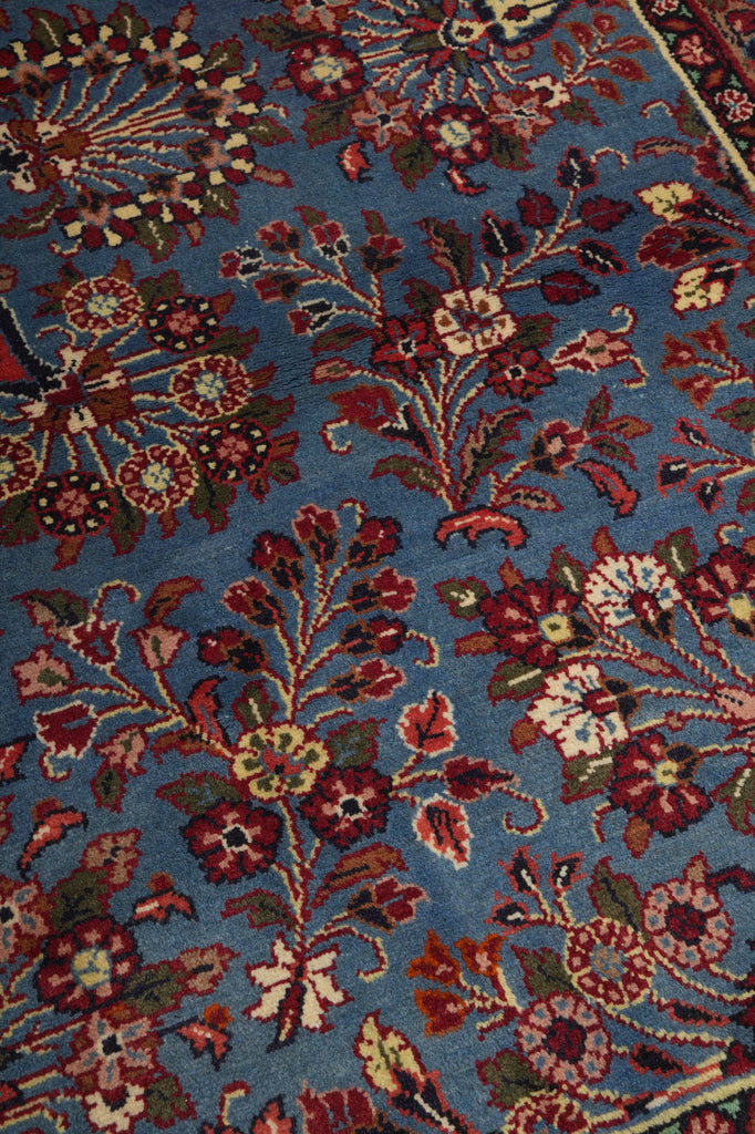 7 x 7 Blue Fine Persian Sarouk Square Rug - view 7