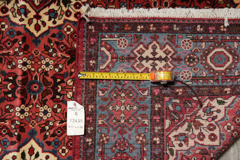 7 x 7 Rose Fine Persian Nahavand Square Rug - view 13