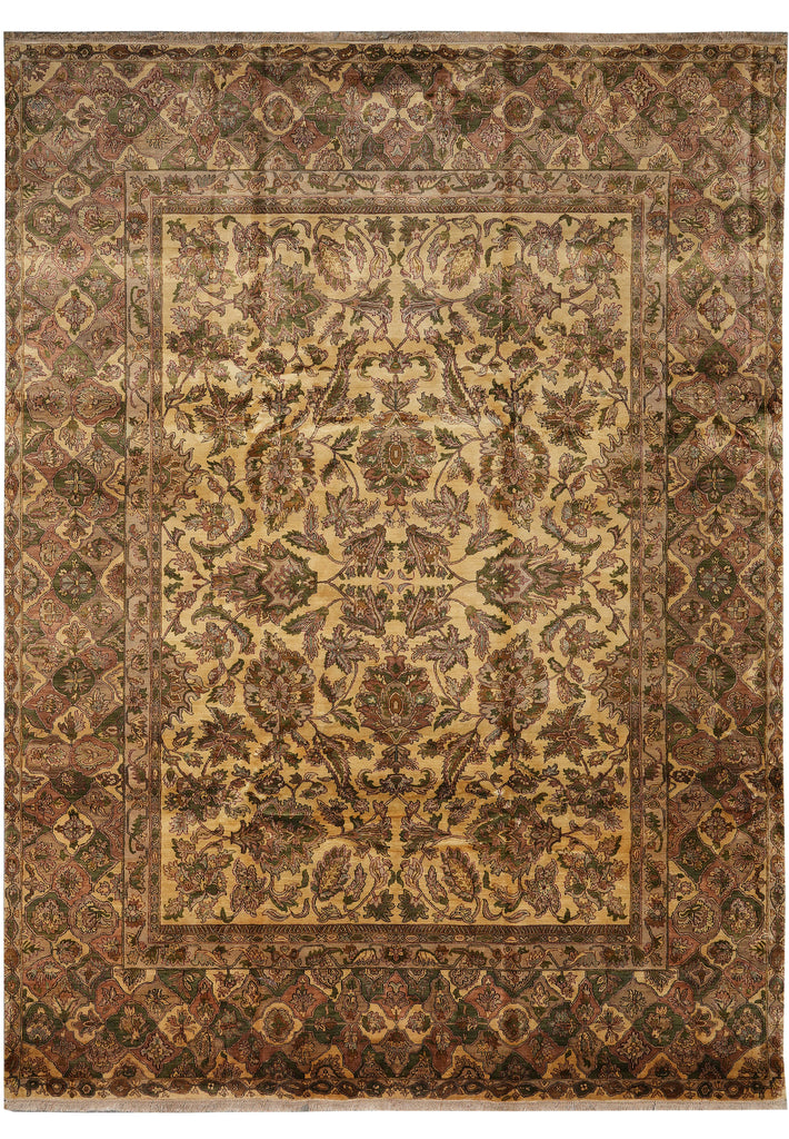 9 x 12 Quality Wool Area Rug Handmade Jaipur Lustrous Dense Wool Beige Gold #PIX-3546