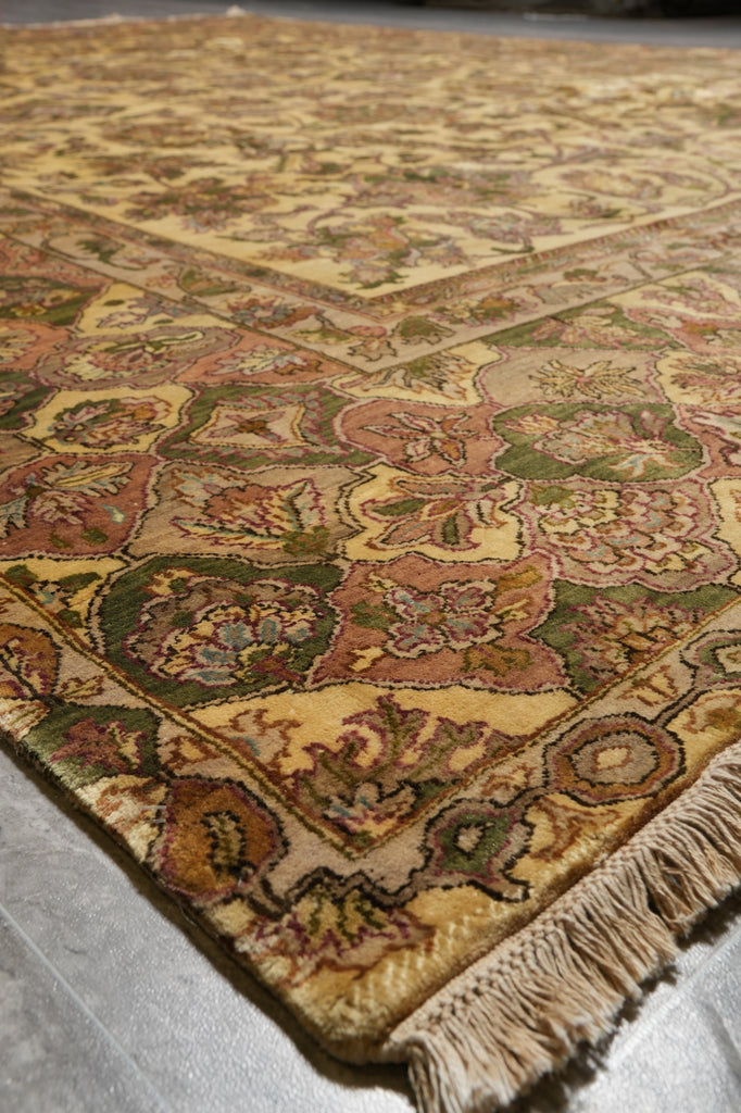 9 x 12 Quality Wool Area Rug Handmade Jaipur Lustrous Dense Wool Beige Gold #PIX-3546