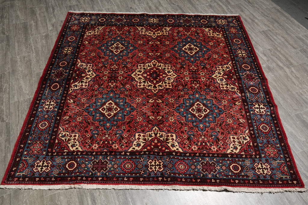 7 x 7 Rose Fine Persian Nahavand Square Rug - view 3