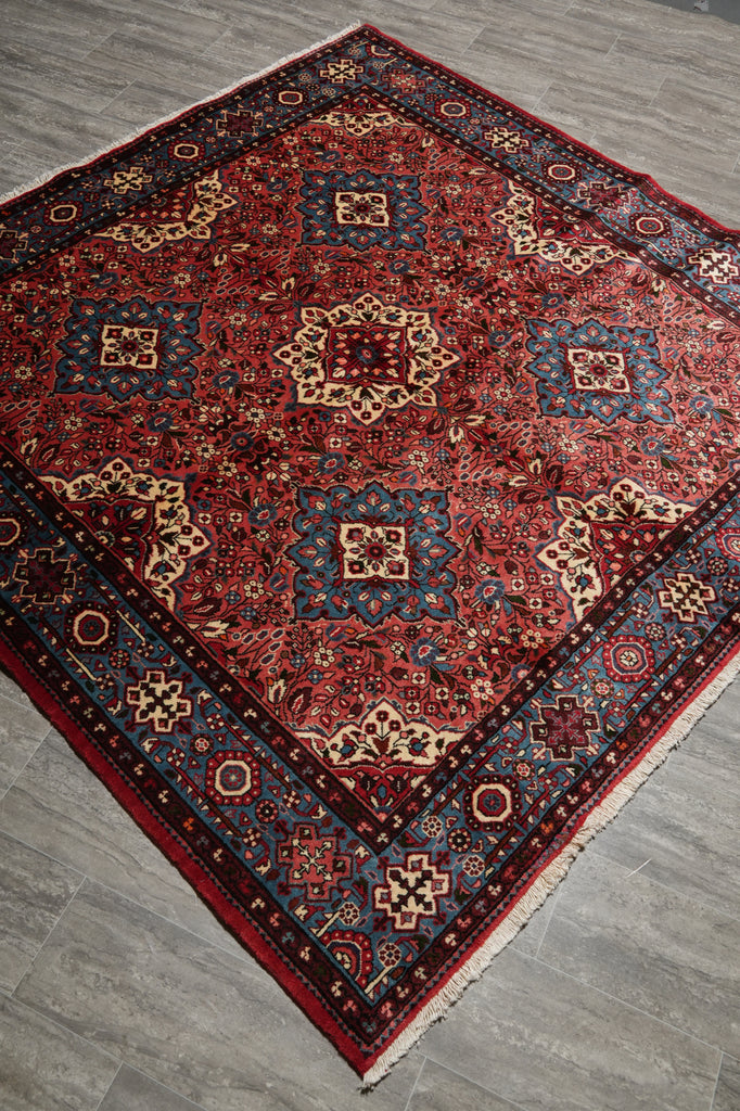 7 x 7 Rose Fine Persian Nahavand Square Rug - view 4