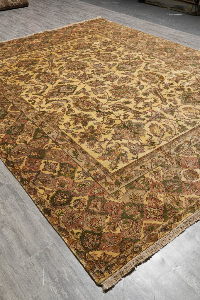 9 x 12 Quality Wool Area Rug Handmade Jaipur Lustrous Dense Wool Beige Gold #PIX-3546