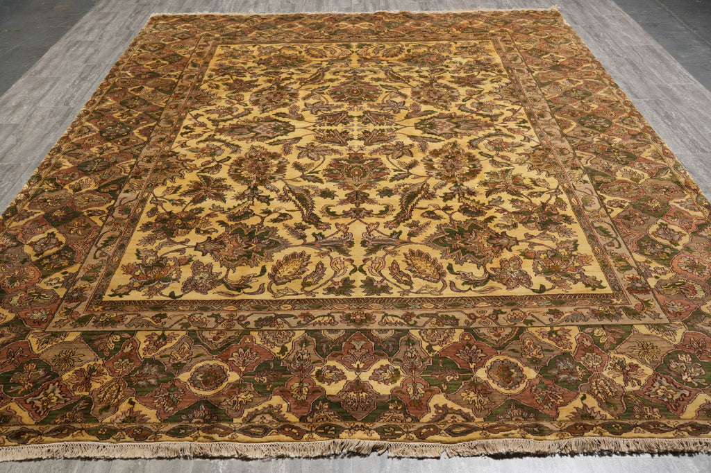 9 x 12 Quality Wool Area Rug Handmade Jaipur Lustrous Dense Wool Beige Gold #PIX-3546