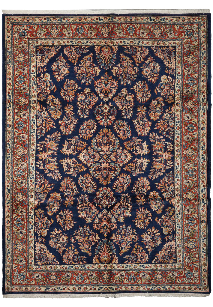 7.3 x 9.8 Navy Blue Fine Persian Sarouk Rug #B-72319